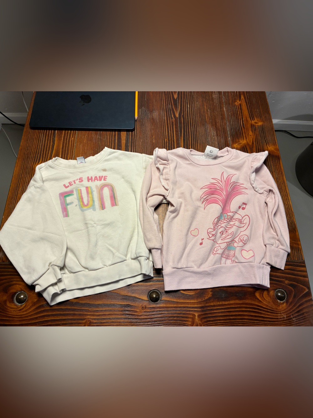 Girls' 3t Pink & Cream Graphic Sweatshirt Set